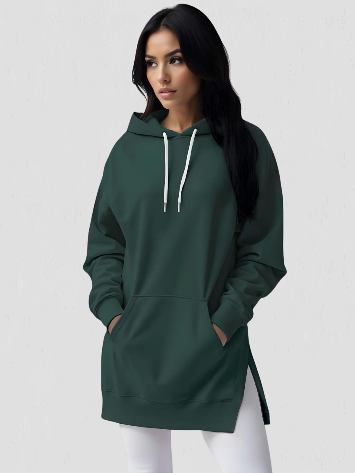 Floral Red Women Long Sleeve Casual Hoodie Sweatshirt Dress