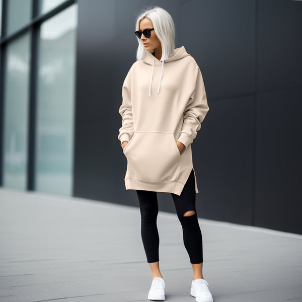 Women's Hoodie Dress - Casual Long Sleeve Pullover Sweatshirt Dress